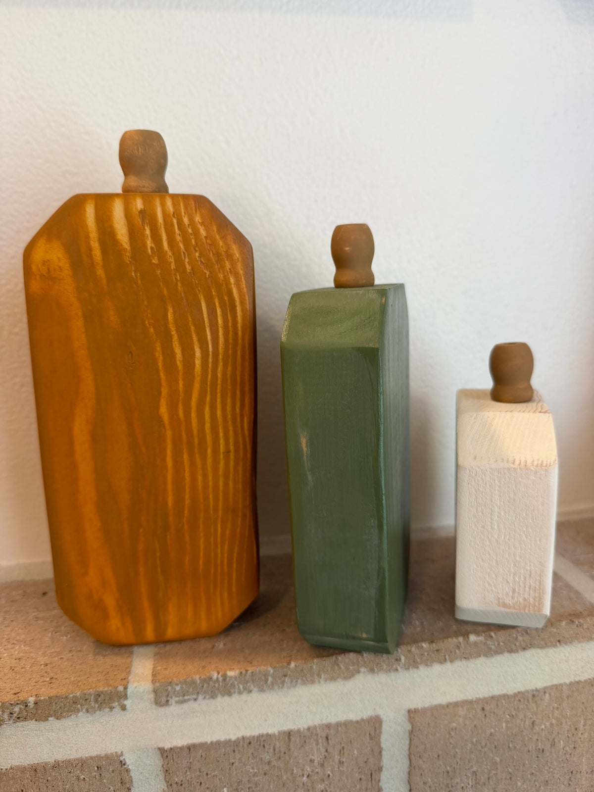 Wooden Pumpkin Set of 3, Handmade Fall Mantel Decor