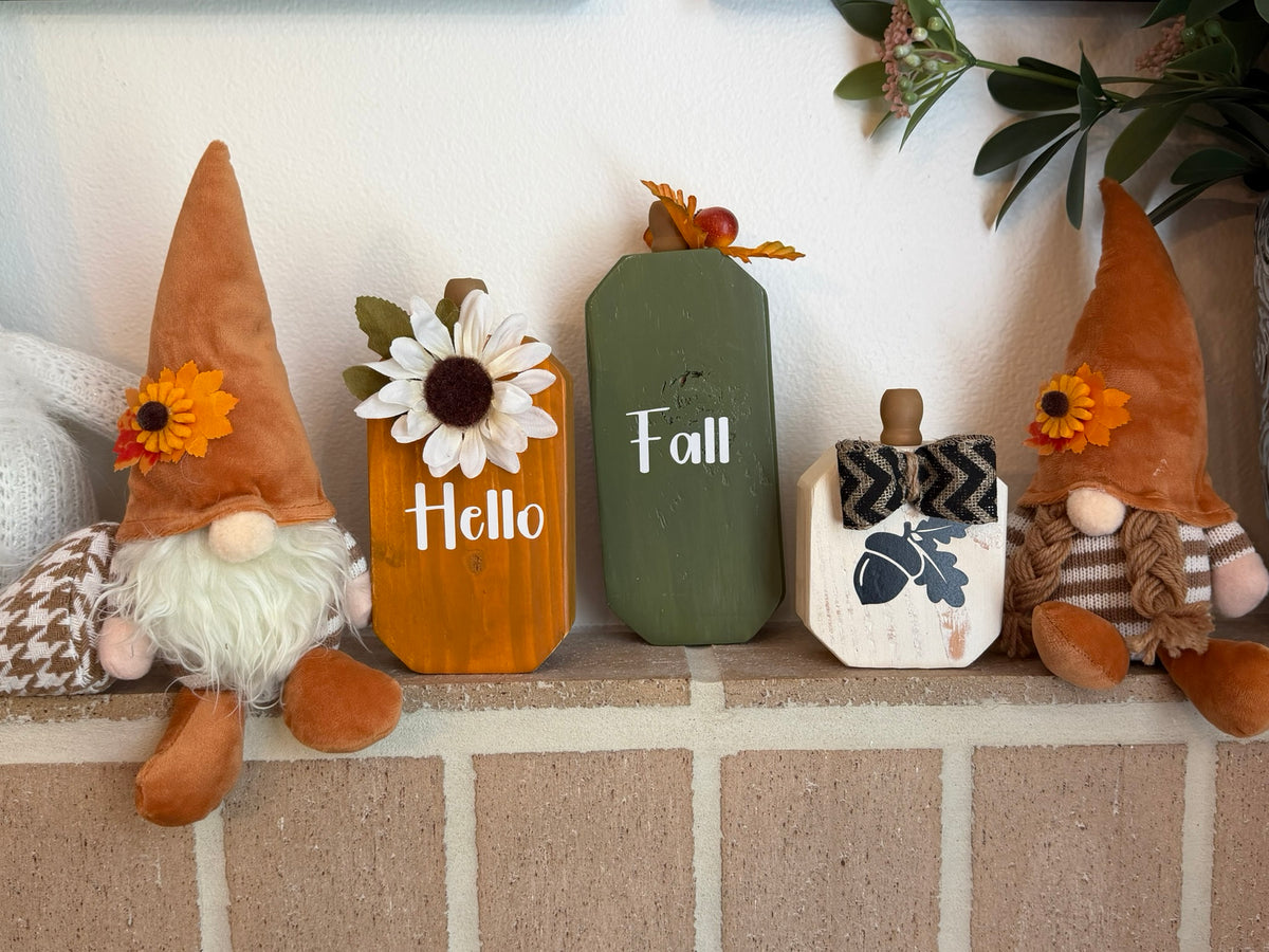 Wooden Pumpkin Set of 3, Handmade Fall Mantel Decor