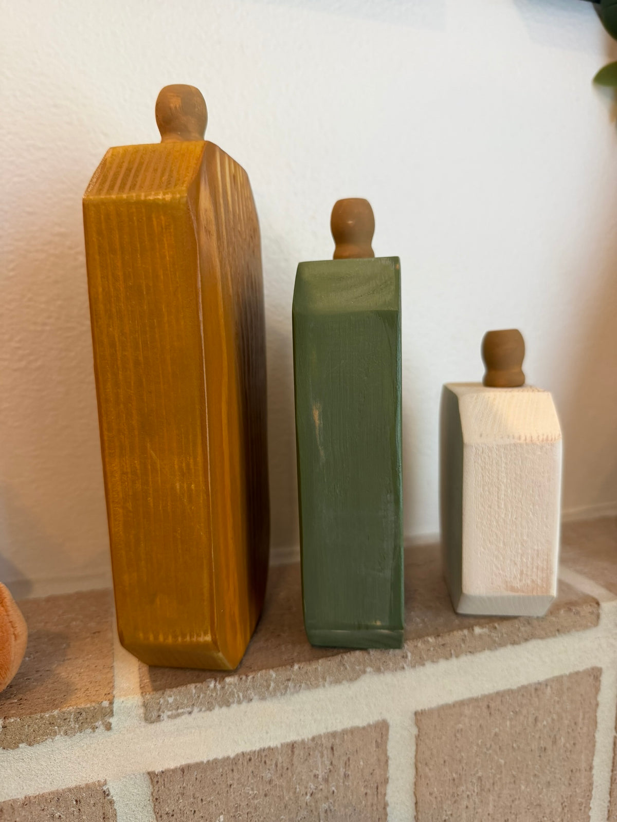 Wooden Pumpkin Set of 3, Handmade Fall Mantel Decor