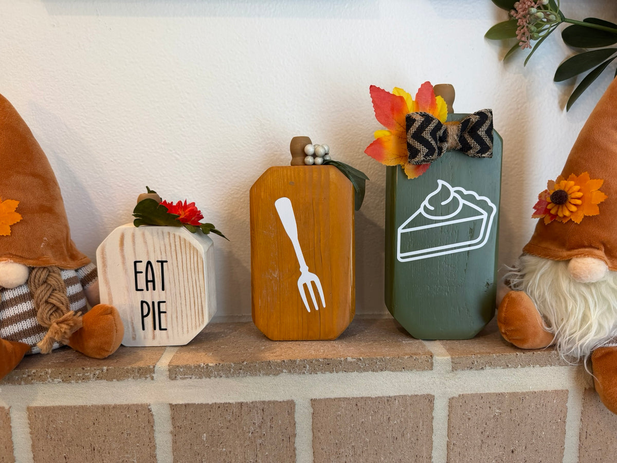 Wooden Pumpkin Set of 3, Handmade Fall Mantel Decor