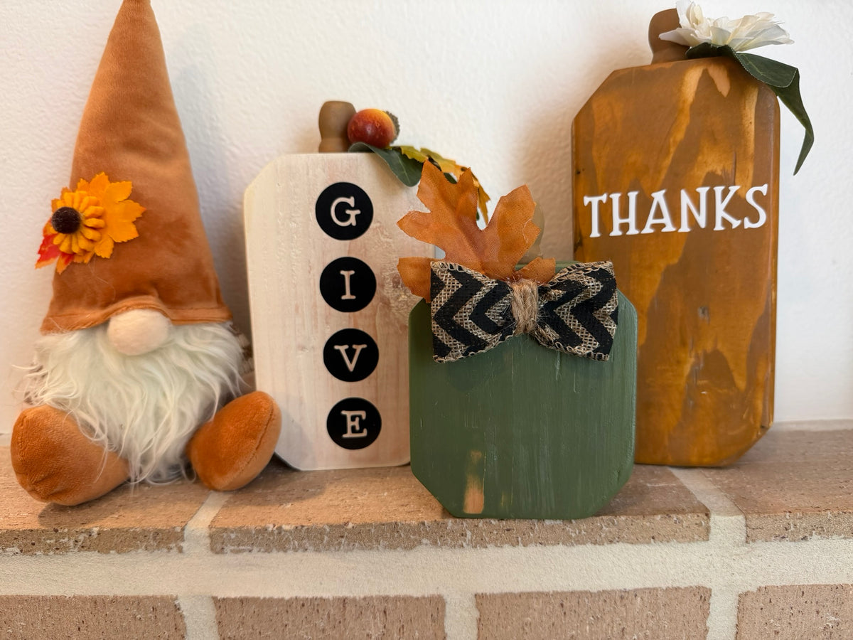 Wooden Pumpkin Set of 3, Handmade Fall Mantel Decor