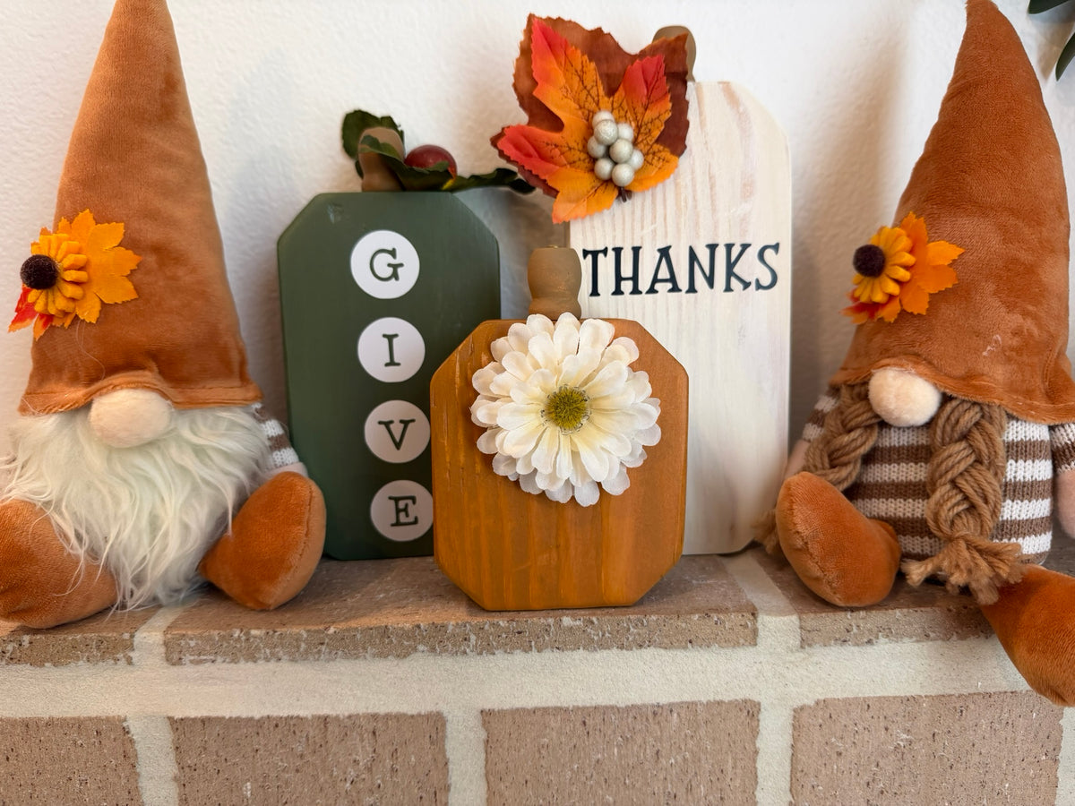 Wooden Pumpkin Set of 3, Handmade Fall Mantel Decor