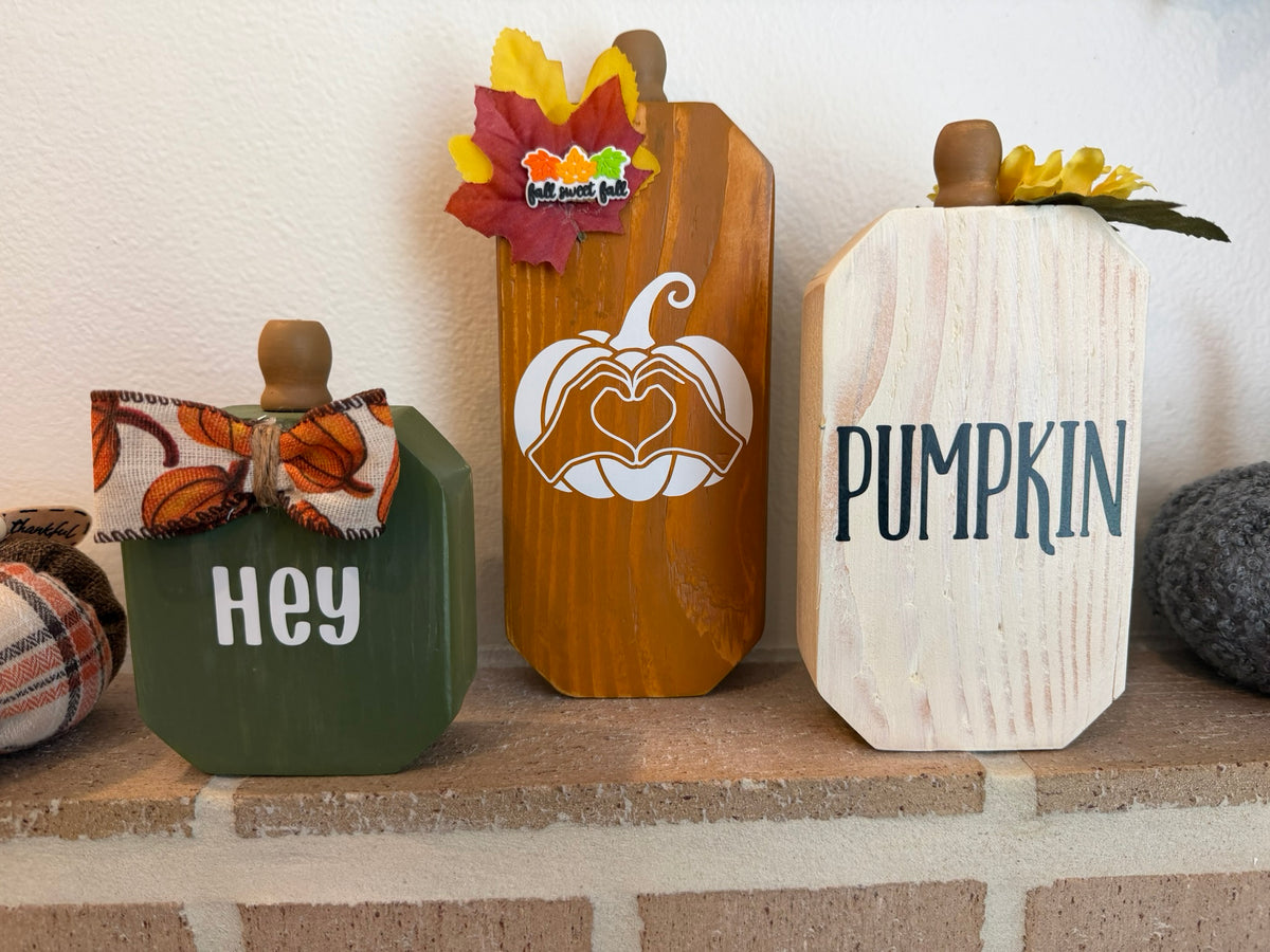 Wooden Pumpkin Set of 3, Handmade Fall Mantel Decor