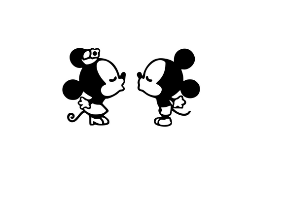 Mickey & Minnie Kiss Kiss Digital DXF | PNG | SVG Files!